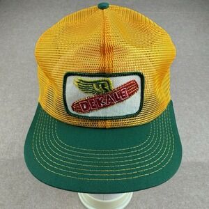 Vintage Dekalb Seed‎ Corn Hat Trucker Cap Yellow Green Mesh Snapback K-Brand USA